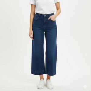 PILCRO Women's Wash Blue Denim Medium Wide-Leg Cropped Pants Size 28